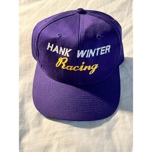 Vintage Hank Winter Racing Snapback Hat Purple Embroidered Auto Racing Cap